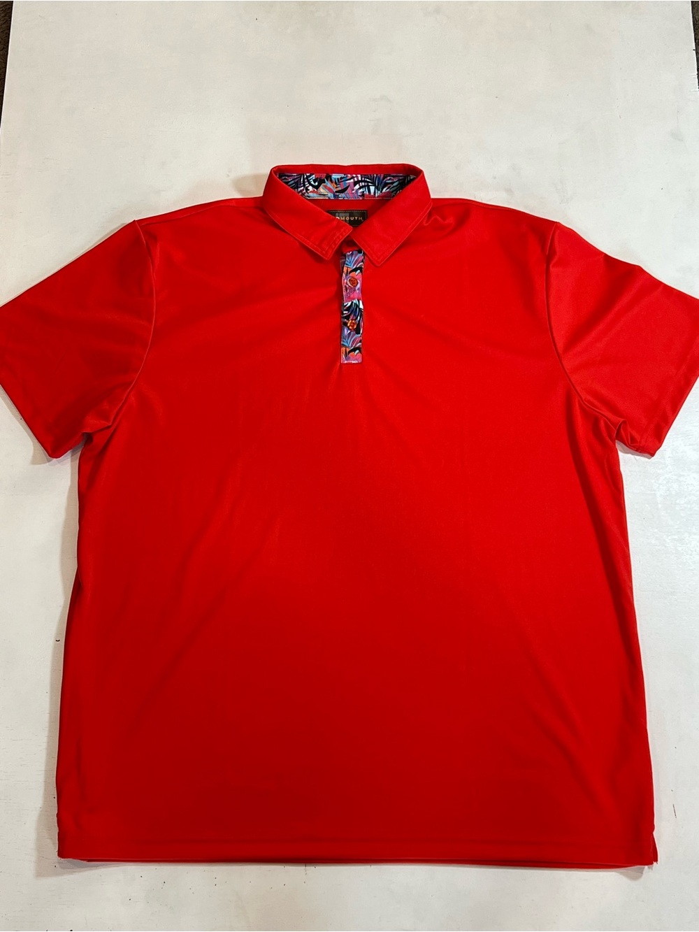 Loudmouth Bright Red Men's Golf Polo with Floral Placket